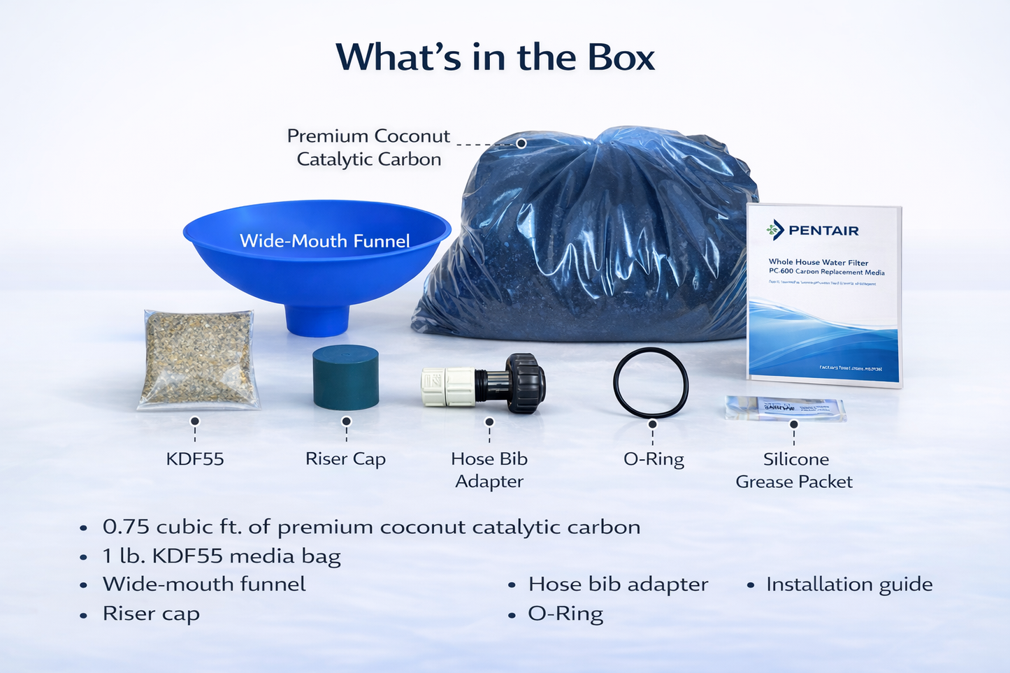 Whole House Water Filter System Carbon Replacement Media | PC600-R For Pentair Pelican PC600 Tank